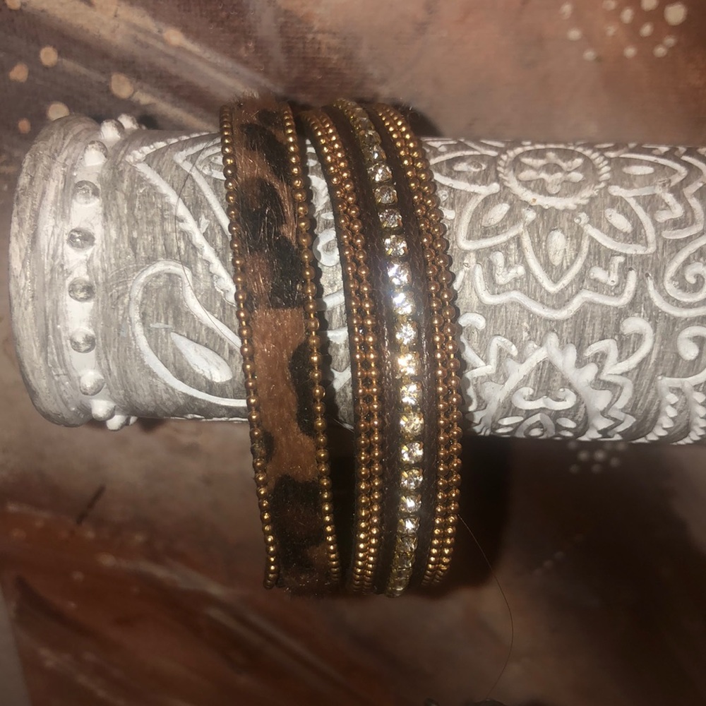 cheetah print & swarovski crystal bracelet